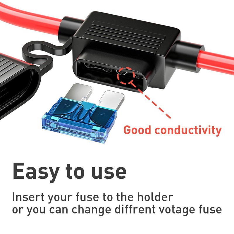 Car insert with wire fuse holder 10 pcs 15 AMP Standard Fuses