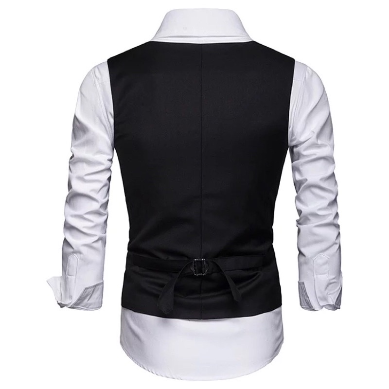 Áo Gile Nam Cao Cấp VINMEN Form Ôm Trẻ Trung Đai Tôm Sau Lưng Cách Điệu