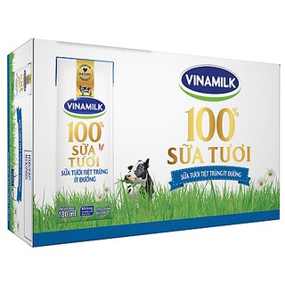 Thùng 48 hộp sữa tươi tiệt trùng Vinamilk 180ml Ít đường