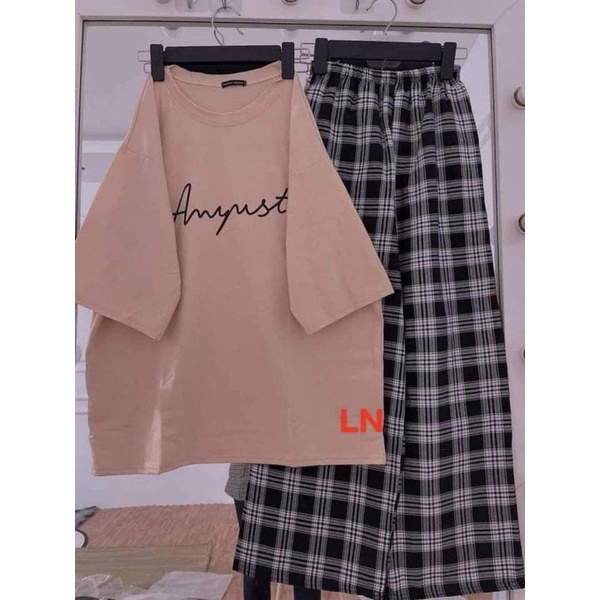 Sét áo Anyust+quần kẻ ô LN11