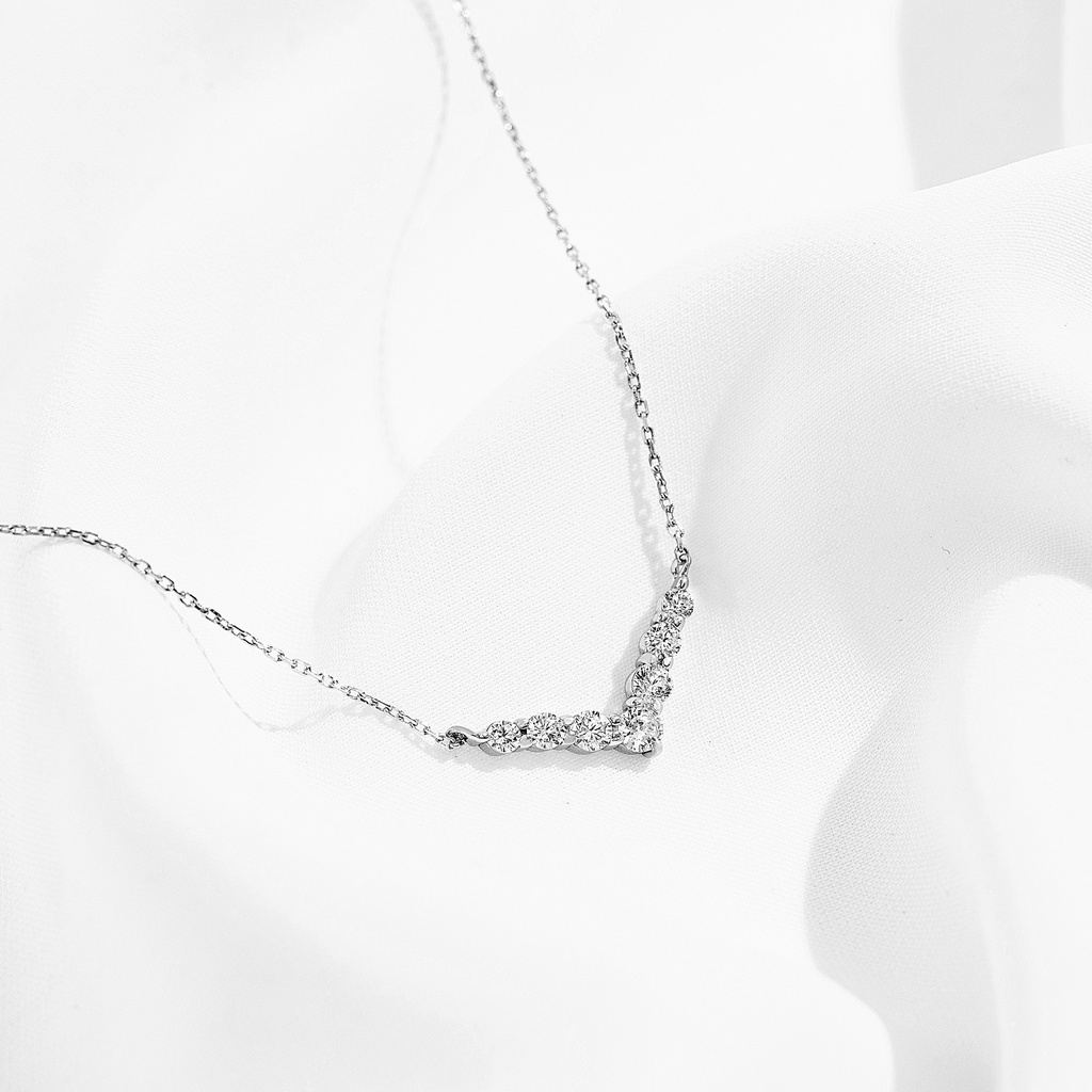 Vòng cổ dây chuyền bạc đính đá Ellen, sử dụng đá Cubic Zirconia lấp lánh và bạc thật