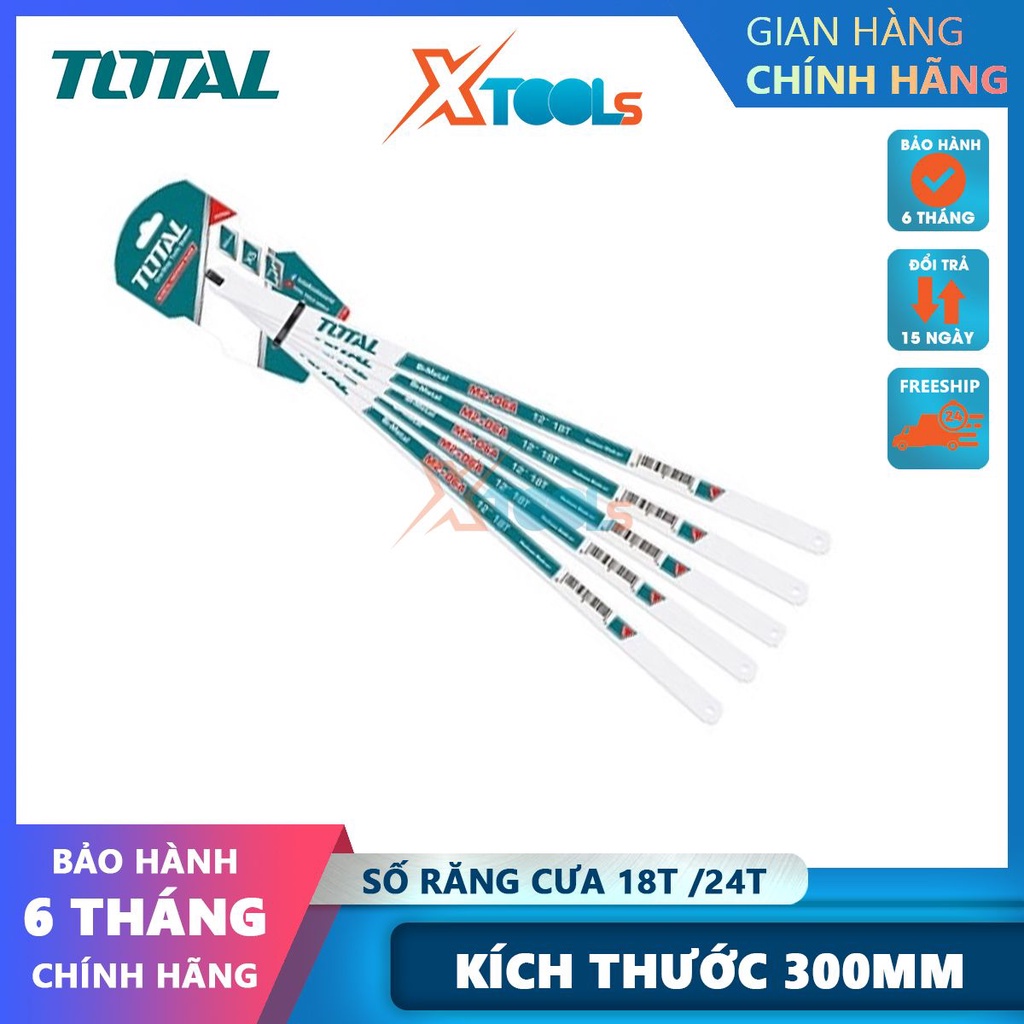 BỘ 5 lưỡi cưa thép kim loại Total Lưỡi cưa gỗ cầm tay Chất liệu M42+D6A Kích thước 300mm lưỡi lắp khung cưa-CHÍNH HÃNG