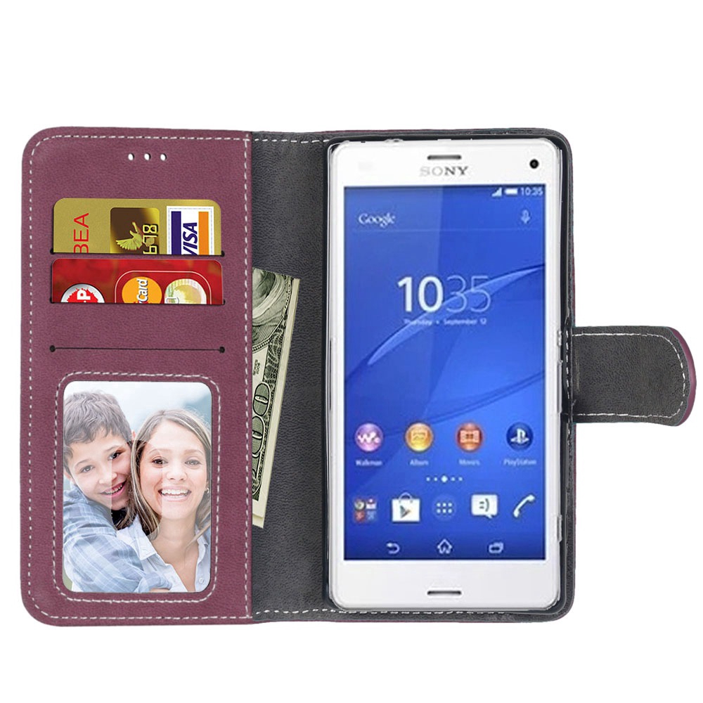 Bao da PU nắp gập kiểu ví kèm chốt cài từ tính phong cách cổ điển cho SONY XPERIA Z3 COMPACT D5803 D5833