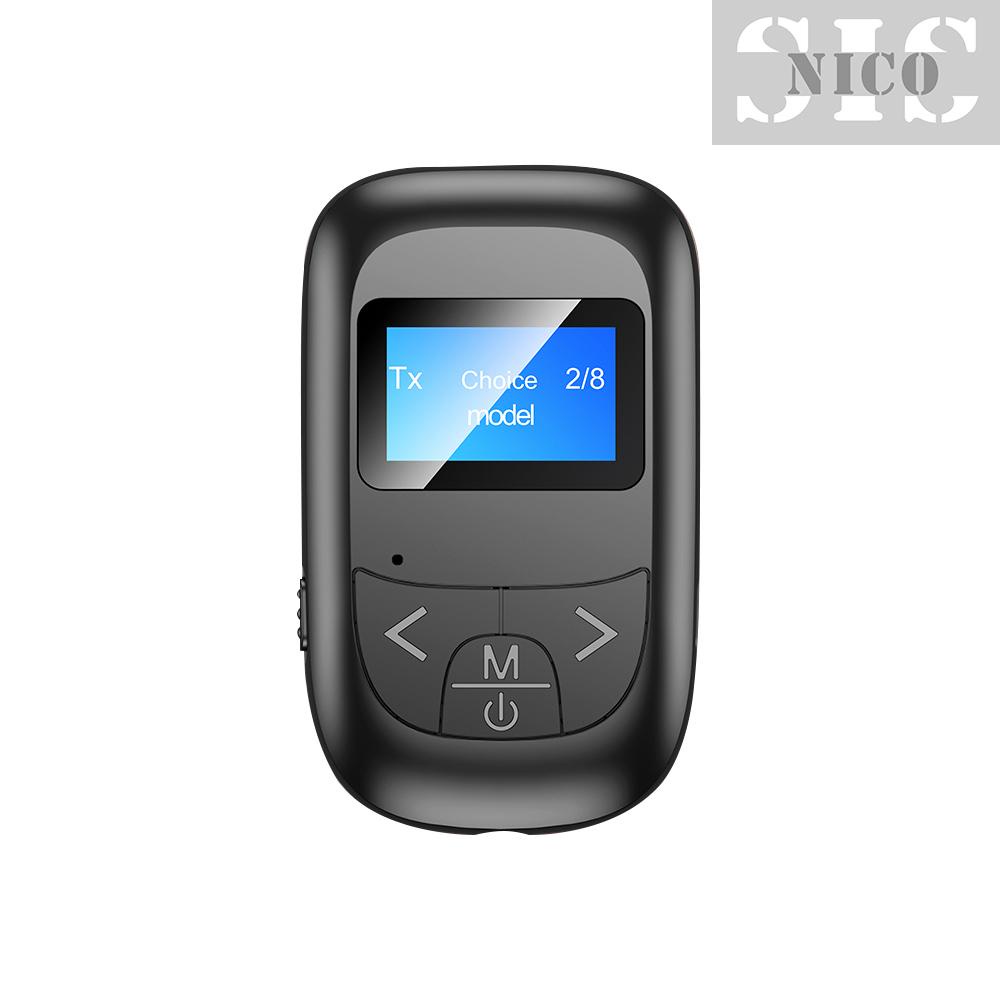 Bộ Thu Phát Âm Thanh Bt 5.0 2 Trong 1 Có Màn Hình Lcd 8 Chế Độ Đen