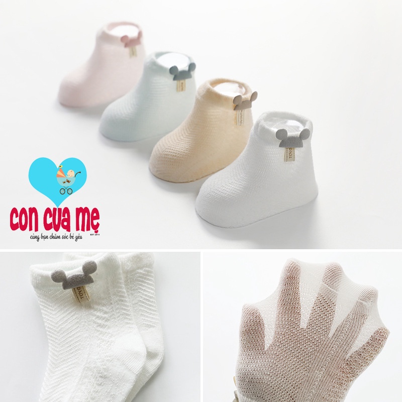 Tất Lưới Cho Bé Chất liệu sợi cotton tổng hợp Tất lưới cho bé sơ sinh, vớ lưới ôm chân không tuột gót, co giãn tốt