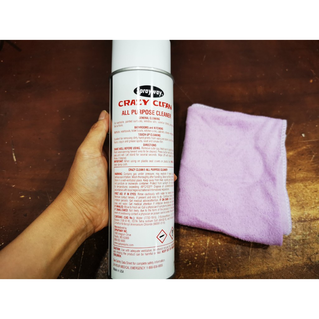 Dung Dịch xịt tẩy đa năng Sprayway Crazy Clean All Purpose Cleaner 539g Tặng Khăn