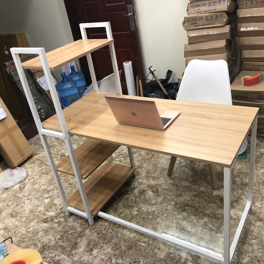 Bàn Làm Việc Kèm Kệ Sách ⚡ Đa Năng ⚡ Kiểu Dáng Hiện Đại, Mặt Gỗ Chân Sắt Cao Cấp, Chắc Chắn | BigBuy360 - bigbuy360.vn
