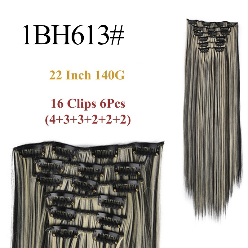 Set 6 tép tóc giả WIGSIN 16 kẹp thẳng dài nhiều màu sắc tùy chọn 24 inch xinh xắn