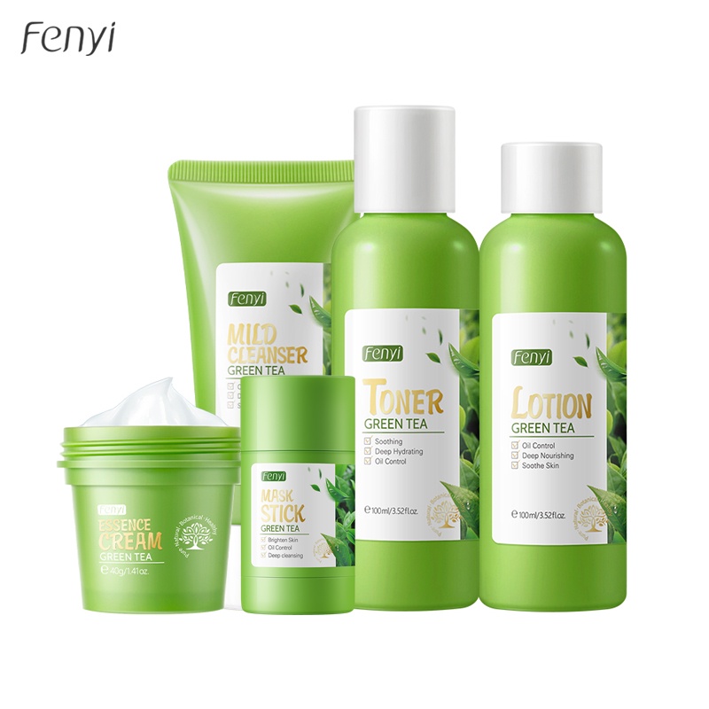 Bộ 5 Sản Phẩm Chăm Sóc Da Fenyi Chiết Xuất Trà Xanh Dưỡng Ẩm Nuôi Dưỡng Giảm Mụn Thu Nhỏ Lỗ Chân Lông
