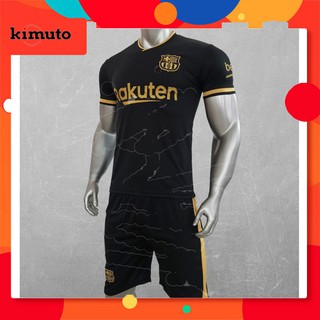 Áo bóng đá Barcelona đen️⚽ đồ đá banh CLB Barcelona đen️⚽ Vải thun lạnh cao cấp mùa giải 2021-2022