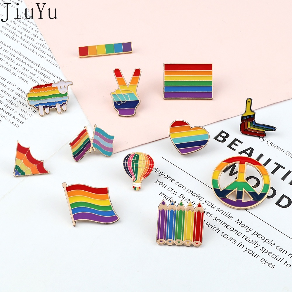 Ghim Cài Áo Tráng Men Hình Trái Tim/Cầu Vồng/Đám Mây/Trái Tim Nghệ Thuật Làm Quà Tặng Cho Túi Xách