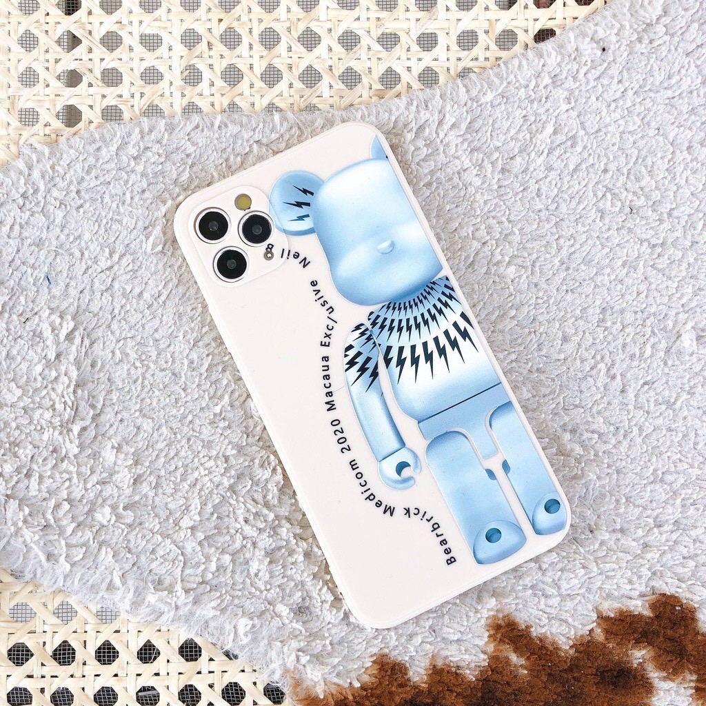 Ốp lưng iphone hình Gấu Tia Sét Dẻo Viền Vuông Bảo vệ camera cho ip 7plus/8plus/x/xs/xsmax/11/12/13/pro/promax