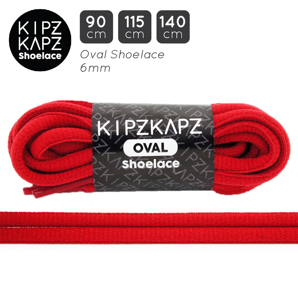 Kipzkapz Os9 True Red 90cm 115cm 140cm - Oval Shoelace 6mm