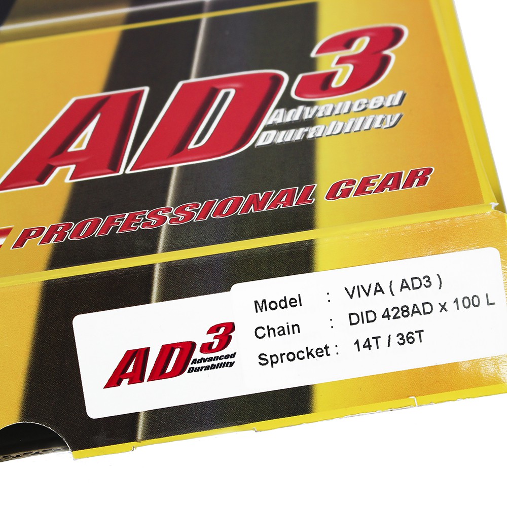 Nhông sên dĩa DID xe Viva (sên 9 ly) 428DXN-100L, 14T-36T