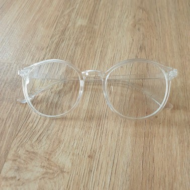 Kính Giả Cận Gọng Nhựa Trong Suốt Form Tròn Tròng 5cmx5cm