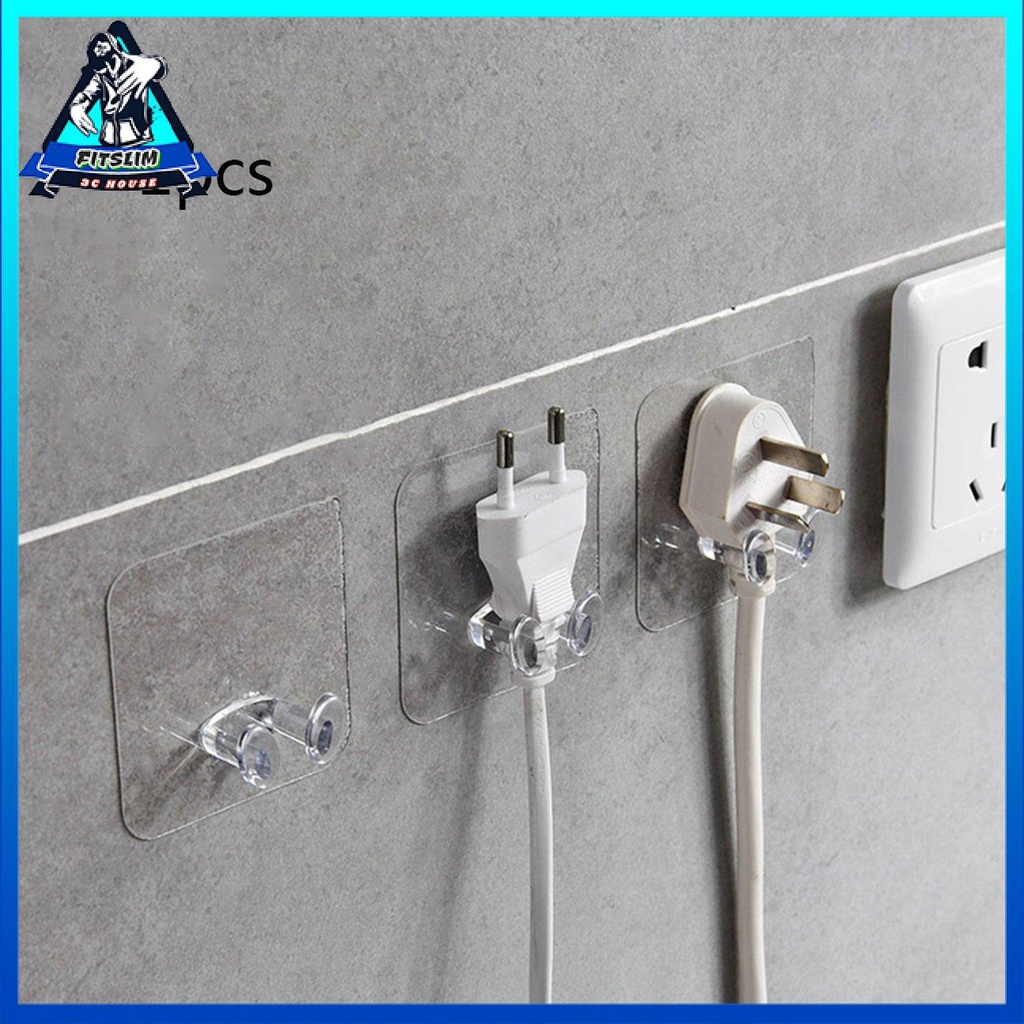 Móc treo phích cắm điện dán tường màu trong suốt
