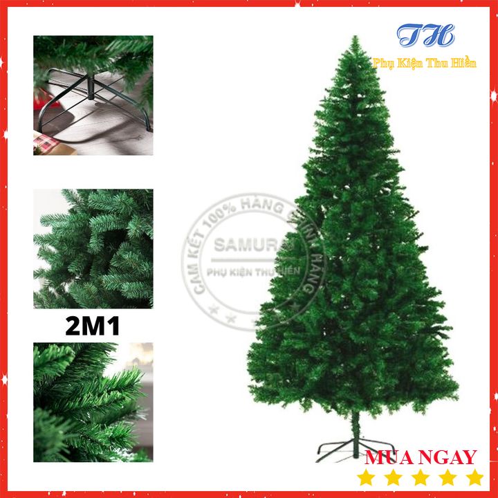 Cây Thông Noel 2M1 ,1M8  Trang Trí Giáng Sinh Cho Nhà Cửa, Phòng Khách, Phòng Ngủ Kèm Dây Kim Tuyến Và Ngôi Sao Đẹp