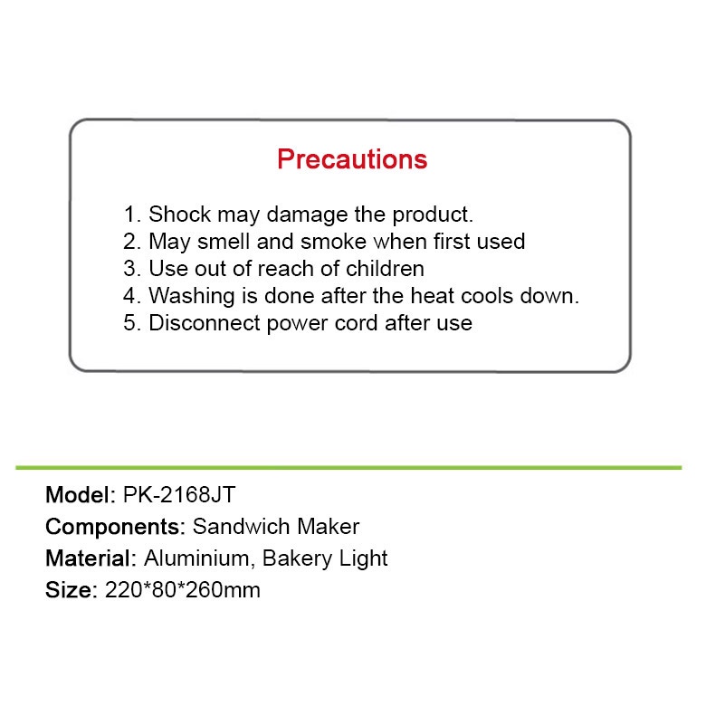 Kitchenart Korea PK-2168JT Snack Sandwich Maker Machine Waffle