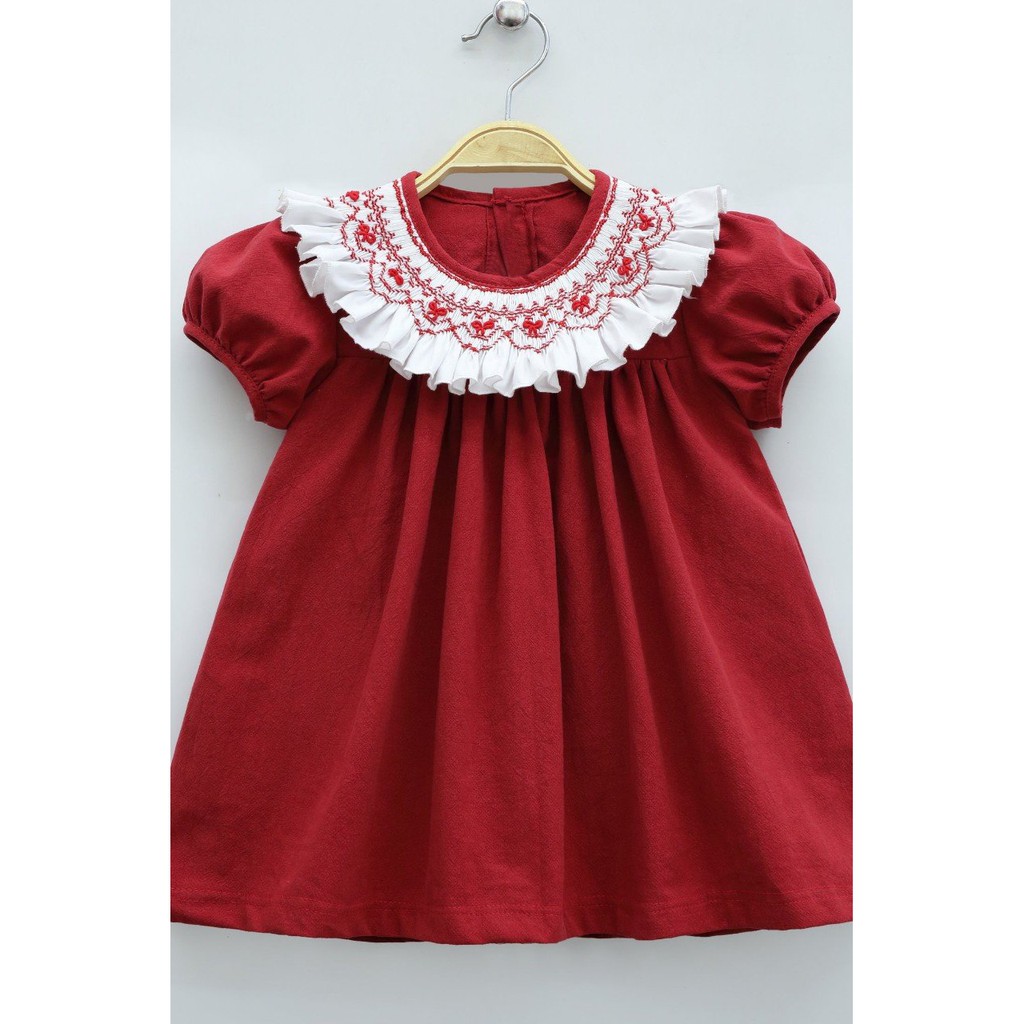 ĐẦM SMOCK BÈO ĐỎ