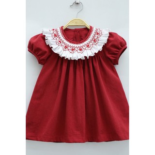 ĐẦM SMOCK BÈO ĐỎ