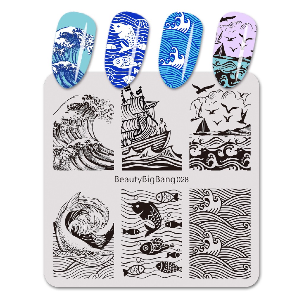 Tem dán móng họa tiết biển cả dùng trang trí