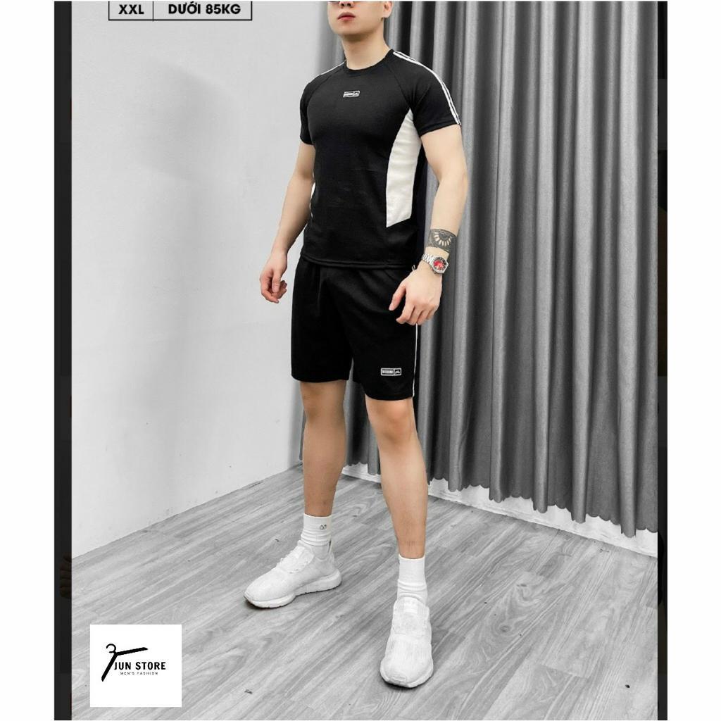 Bộ quần áo thể thao nam cổ tròn phong cách cao cấp năng động mùa hè