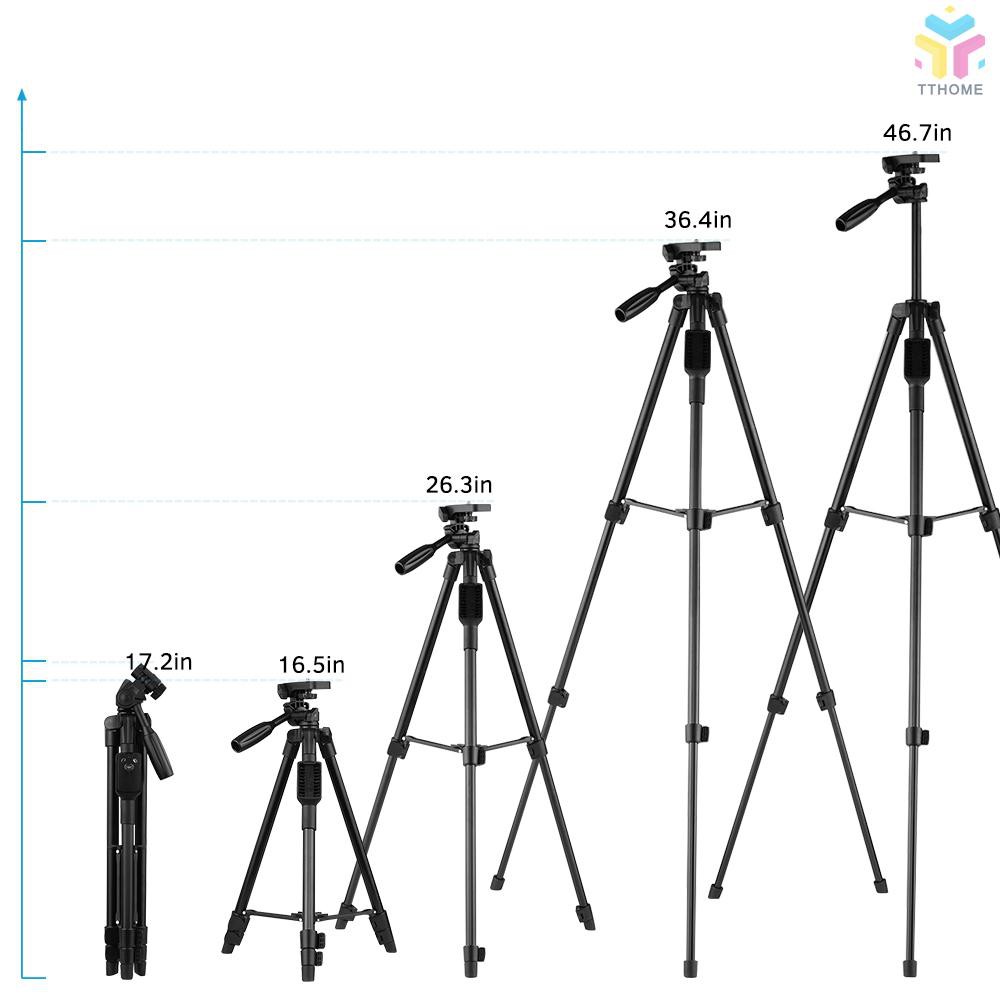 T&T 47-inch Lightweight Portable Travel Camera Tripod Stand Compact Aluminum Alloy with Smartphone Holder BT Remote Cont