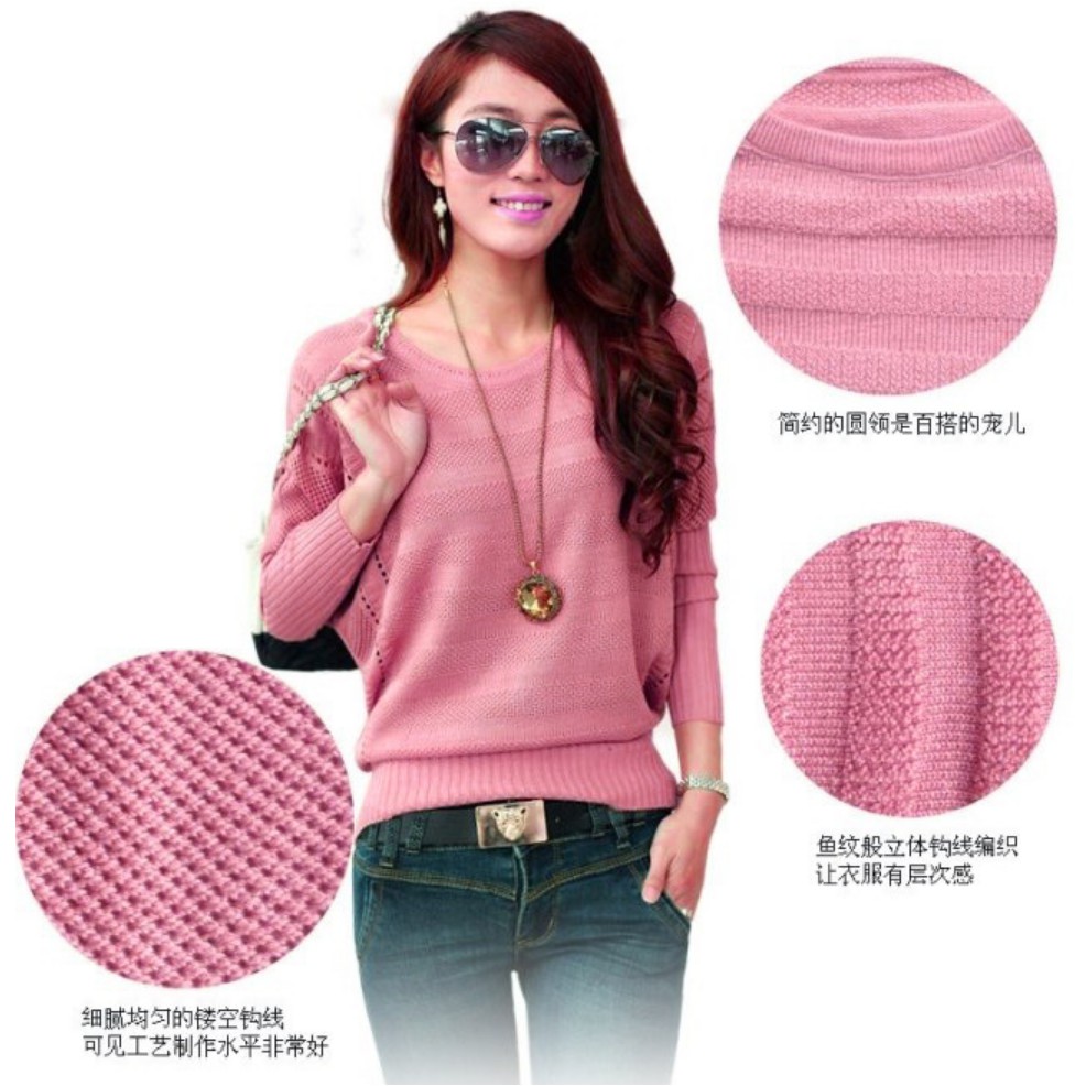 Áo Sweater Tay Dài Cánh Dơi Mỏng Kiểu Hàn Quốc Xinh Xắn Cho Nữ