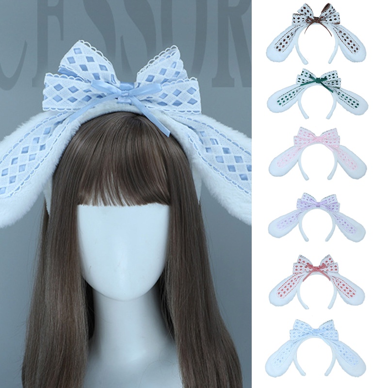 Băng Đô Cài Tóc Hình Thỏ Bông Phong Cách Lolita Đáng Yêu Cho Bé Gái