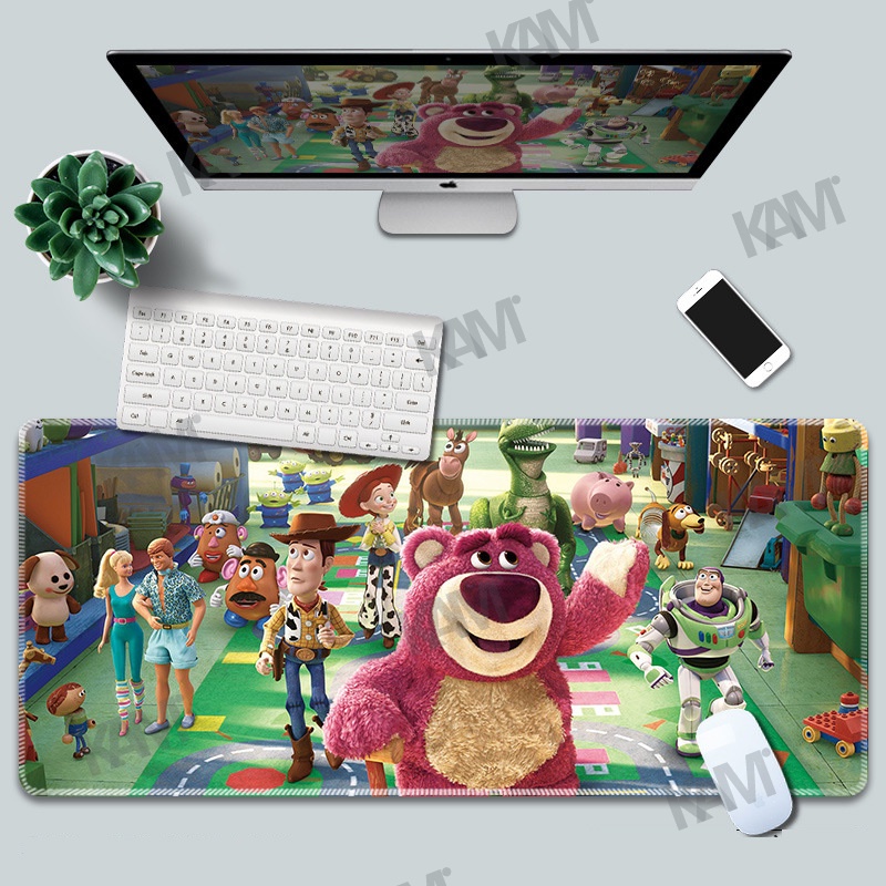 Kam Phim hoạt hình Đồ chơi Story Bàn di chuột lớn 800mmx300mm Bàn di chuột không thấm nước Tấm lót chuột Lotso dễ thương In HD Buzz Ánh sáng Năm văn phòng Bàn phím chuột Tấm trang trí phòng