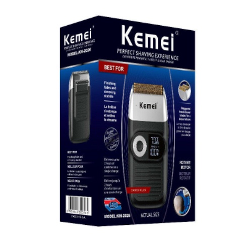 ✨Bảo hành 12 tháng✨ Máy cạo râu Kemei-2026 lưỡi kép có 3 mức tốc độ màn hình LCD, động cơ mạnh mẽ tặng dao dạo alin