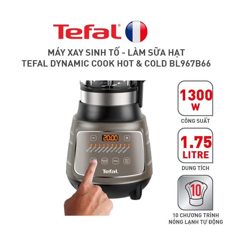 Máy xay sinh tố và làm sữa hạt 1300W Tefal BL967B66 - BH 24 tháng