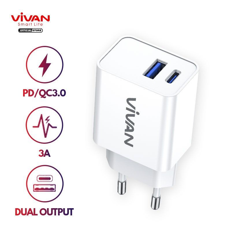 Cóc sạc củ sạc nhanh VIVAN POWER 25U công suất 25W cho điện thoại Samsung đời mới