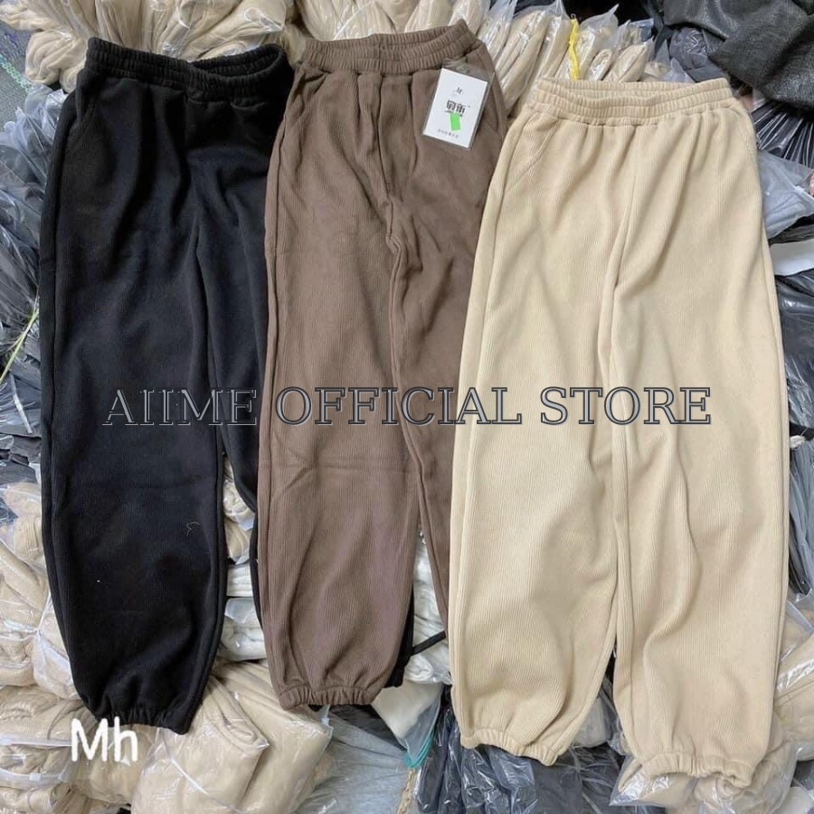 Quần jogger nữ bo gấu unisex chất len tăm/ Quần len tăm nữ bo gấu