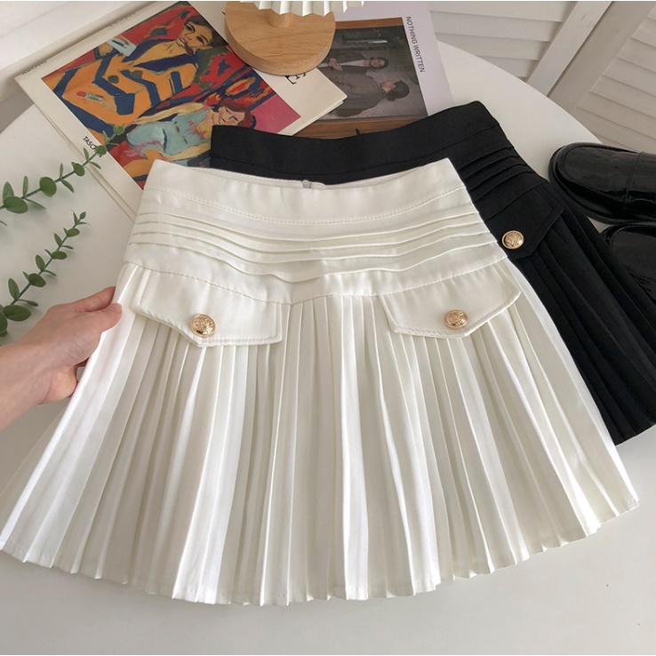 Chân váy xếp ly bé dáng chữ A phối khuy | BigBuy360 - bigbuy360.vn