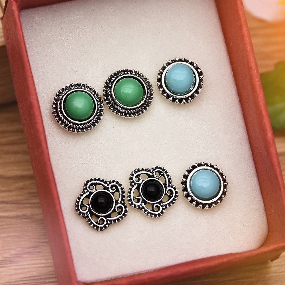 5 đôi khuyên tai thiết kế đính đá ngọc lam đơn giản phong cách Boho