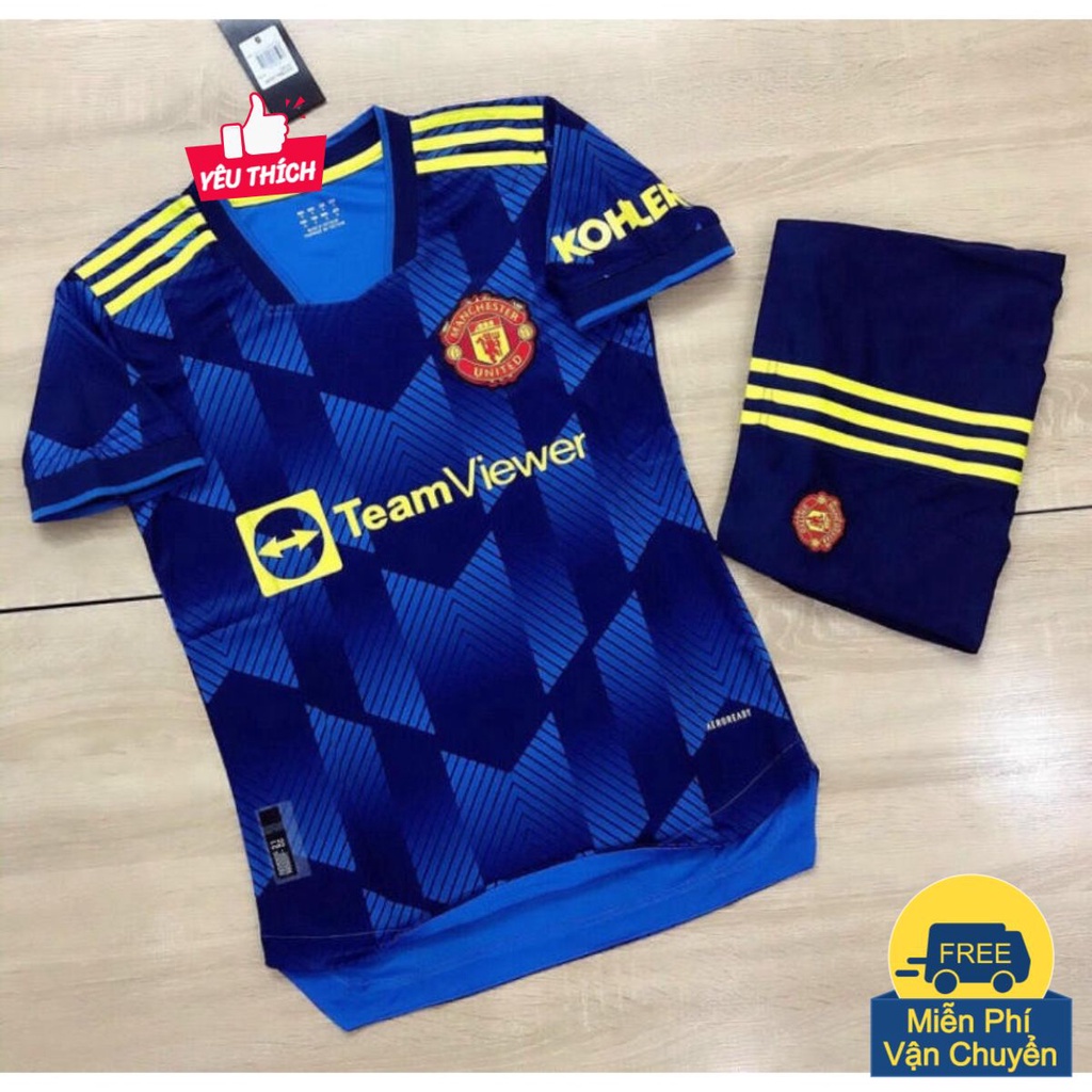 Quần Áo Bóng Đá Ma-nu (MCTU) 2021 Hàng Thái Cực Chất Màu Xanh - Bộ Áo Đá Bóng Đẹp PP Bởi Be Happy Sport