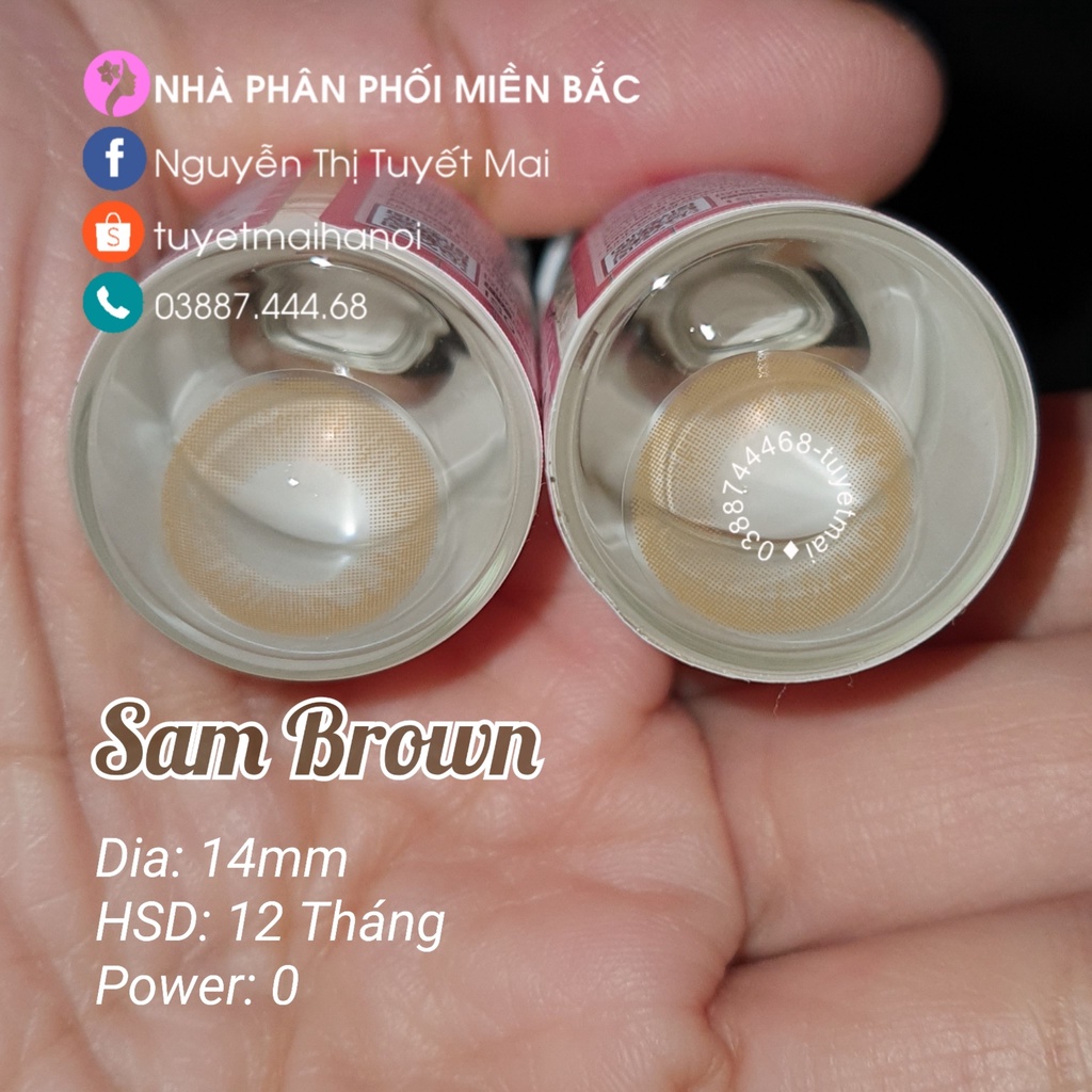 Lens Nâu Tây Sam Brown 14mm 0 Độ - Kính Áp Tròng Hàn Quốc Chính Hãng Vassen Sexy Me