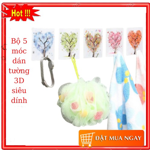 Bộ 5 móc dán tường 3D siêu dính.