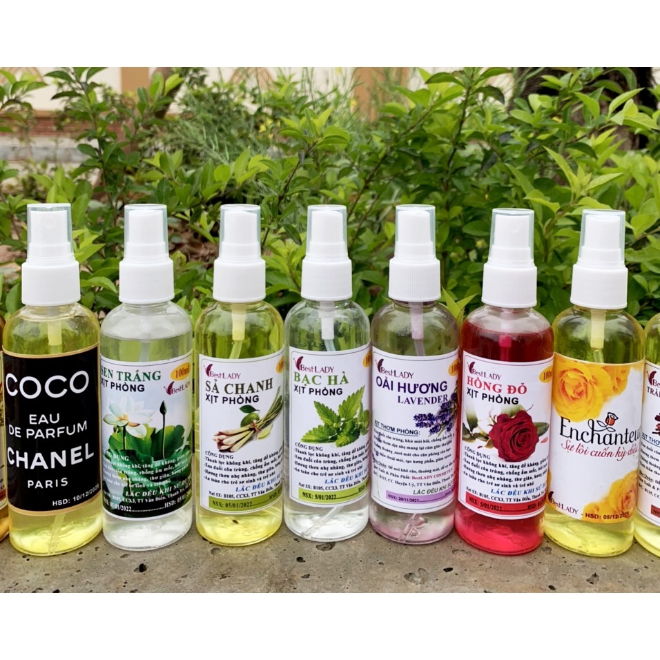Xịt 100ml BestLady thơm phòng hương nước hoa: SEN TRẮNG, HOA BƯỞI, HOA HỒNG.. SẢ CHANH , QUẾ, BẠC HÀ .100ML