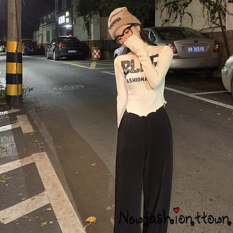 Áo Thun Tay Dài In Chữ Thời Trang Dành Cho Nữ