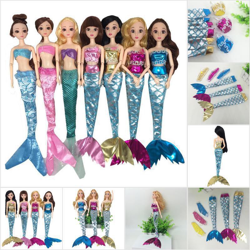 [HoMSI] 3Pcs Glittering Mermaid Doll Clothes Accessories Girls Gift Fit 30cm Barbie SUU