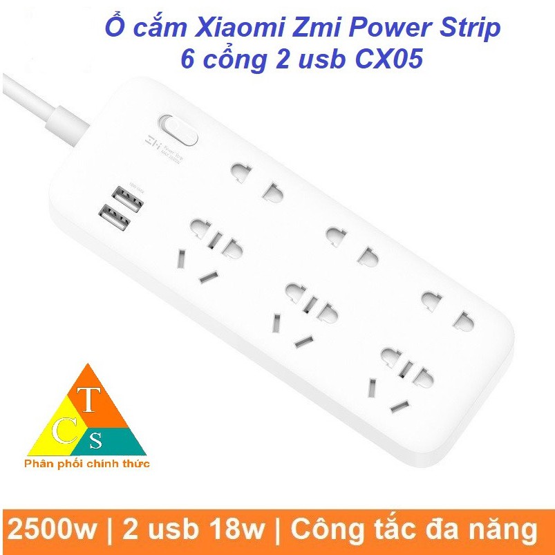  Ổ cắm Xiaomi Zmi Power Strip 6 cổng 2 usb CX05