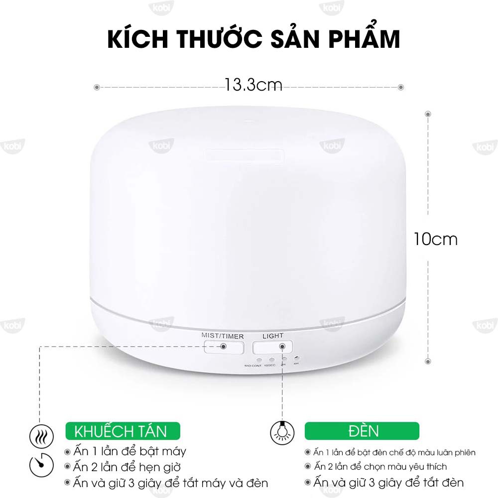 Máy xông tinh dầu Kobi Bạch Tuyết giúp phun sương, tạo ẩm, khử mùi, làm thơm phòng 300ml