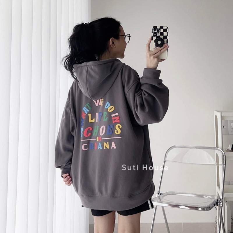 Áo Khoác khoá Kéo Chữ 7 Màu Basic Unisex Nam Nữ Form Thụng Tay Bồng Chất Nỉ Bông Cotton Màu Lông Chuột