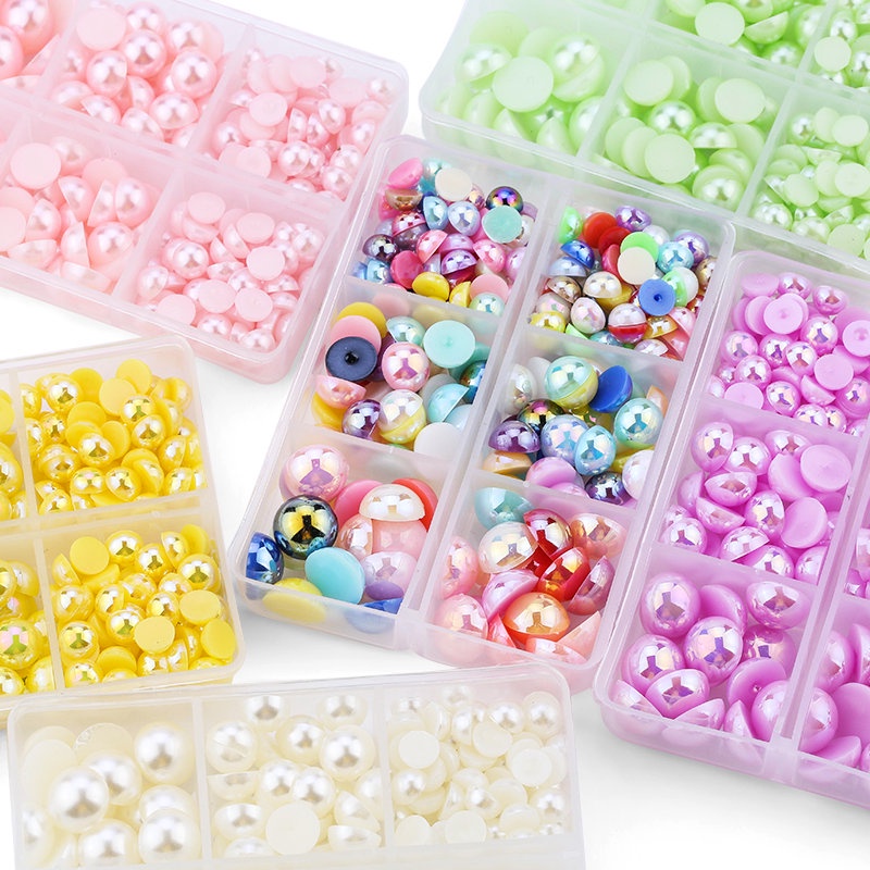 Hạt Ngọc Trai Tròn Bằng Nhựa ABS 6 / 8 / 10mm Tự Làm Trang Sức