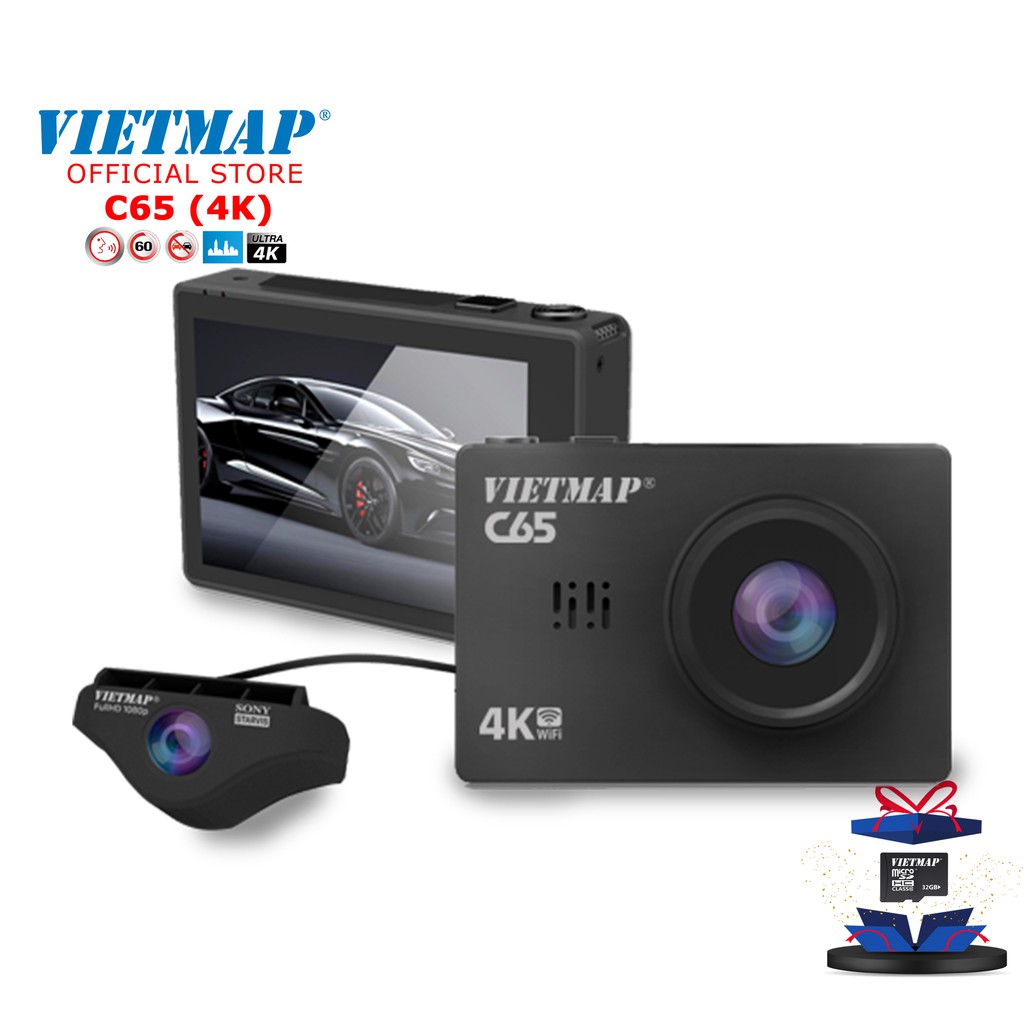 VIETMAP C65 - Camera Hành Trình Ô Tô Màn Hình Cảm Ứng+Thẻ 32GB - Hàng Chính Hãng