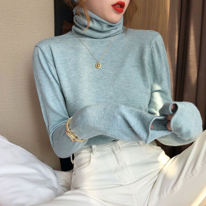 Áo Dệt Kim Cổ Lọ Dáng Ôm Phong Cách Phương Tây Thời Trang Thu Đông Mới Cho Nữ