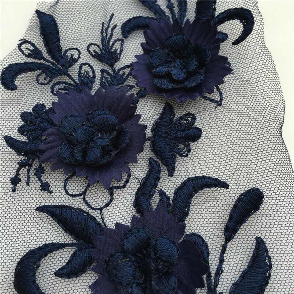 Vải ren thêu hoa 3D đính đá hạt ngọc trai nhiều màu sắc trang trí váy cưới chuyên may vá quần áo thủ công DIY