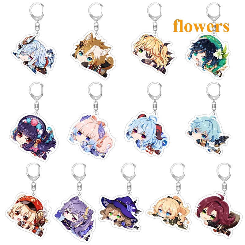 Móc Chìa Khóa Bằng Acrylic Hình Nhân Vật Anime Xiao Ningguang Zhongli Hu Tao
